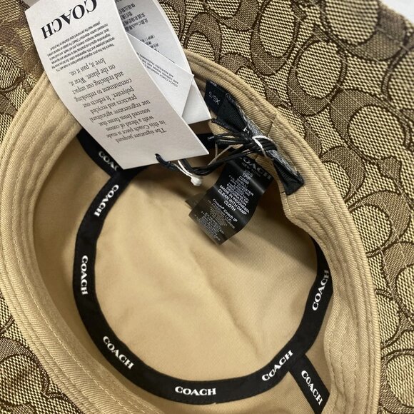 NEW COACH Women’s Signature Cherry Swirl Print Bucket Hat Tan/Merlot Size XS/S - Picture 2 of 10